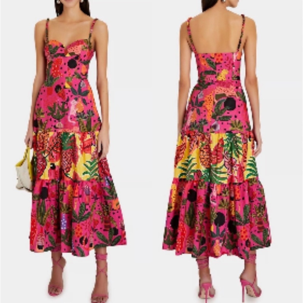 Farm Rio leopard pop midi dress